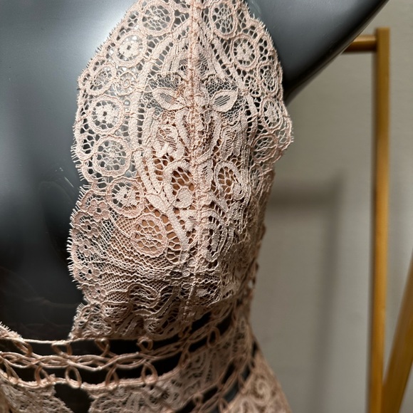 For Love & Lemons Mon Cheri Dress Ballet Blush Pink Lace Mini Size XS** - Picture 12 of 14